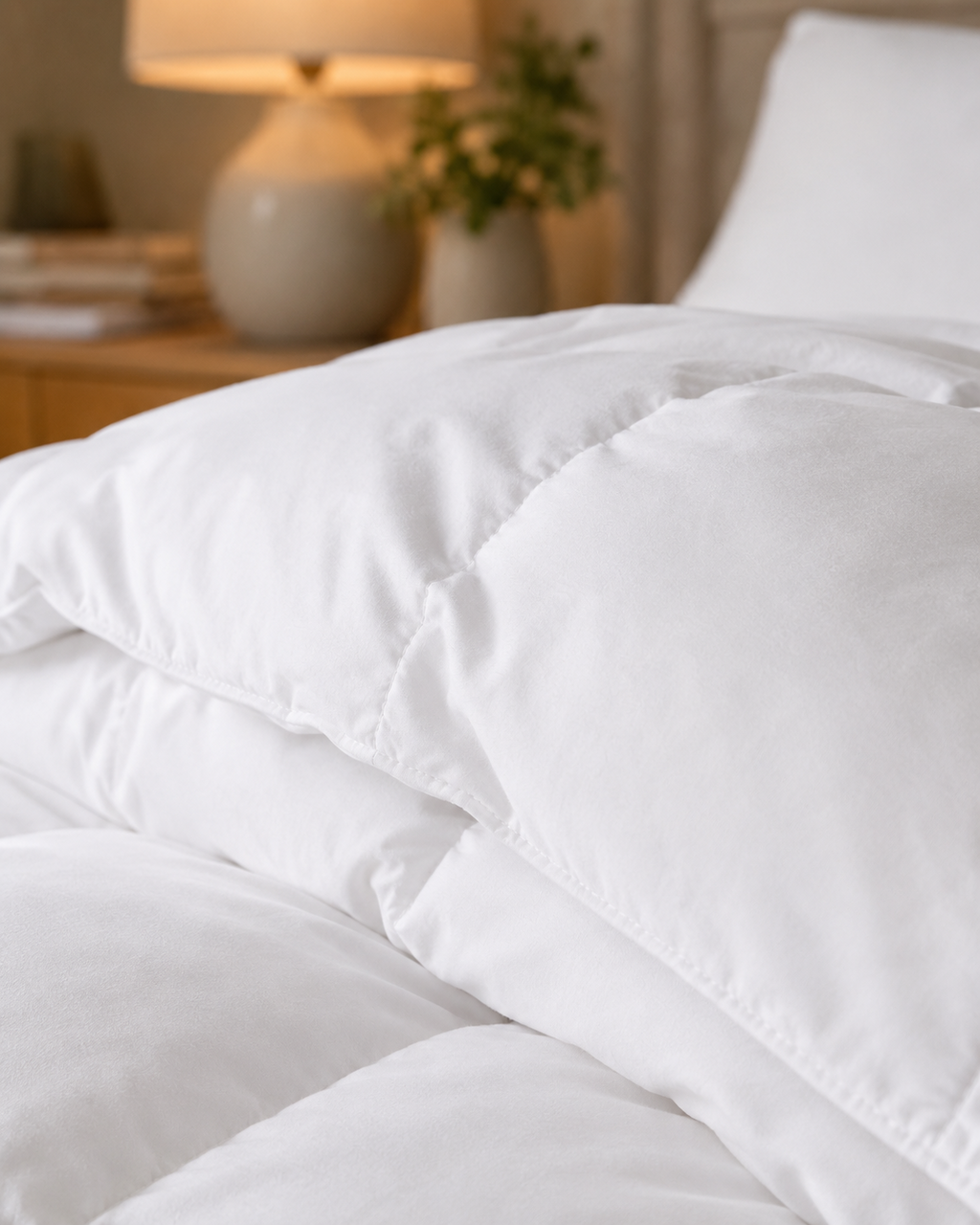 Pilotă cu Umplutură 100% Pene de Rață 200 × 200 cm, Albă, Exterior 100% Bumbac – 300 GSM