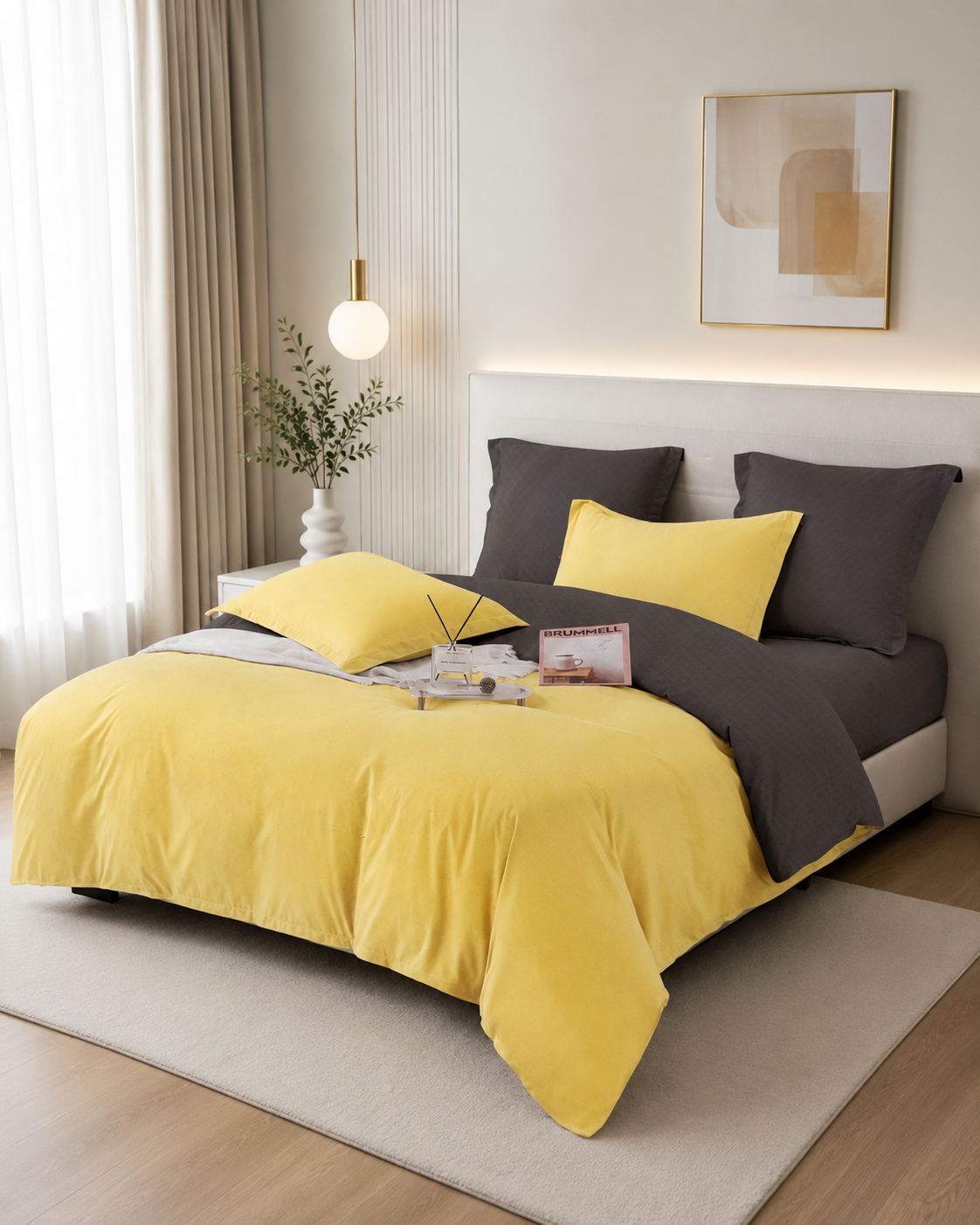 Lenjerie de Pat Pucioasa Finet 6 Piese Galben E9-D7-S123